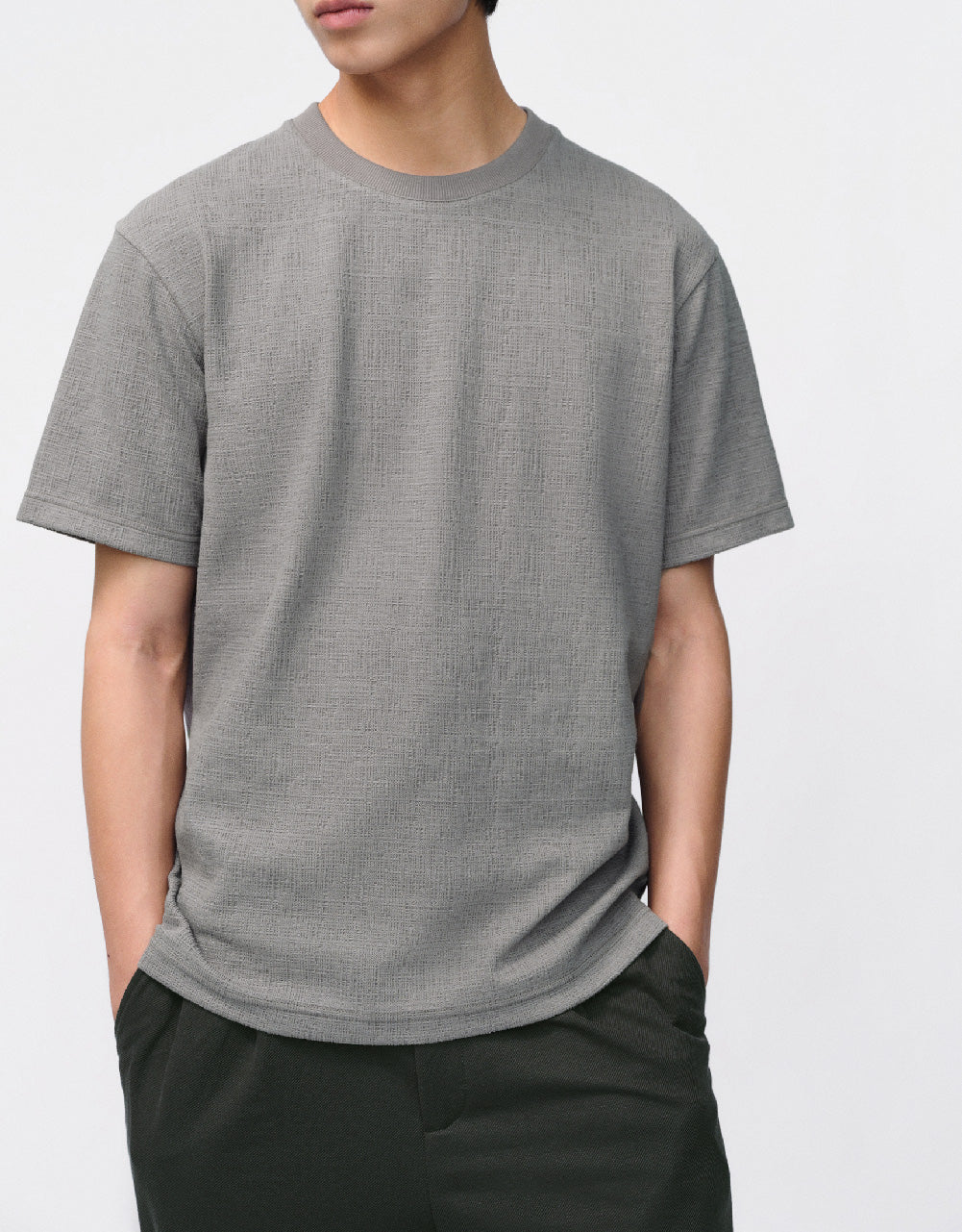 Drop Shoulder Sleeve Crew Neck T-Shirt