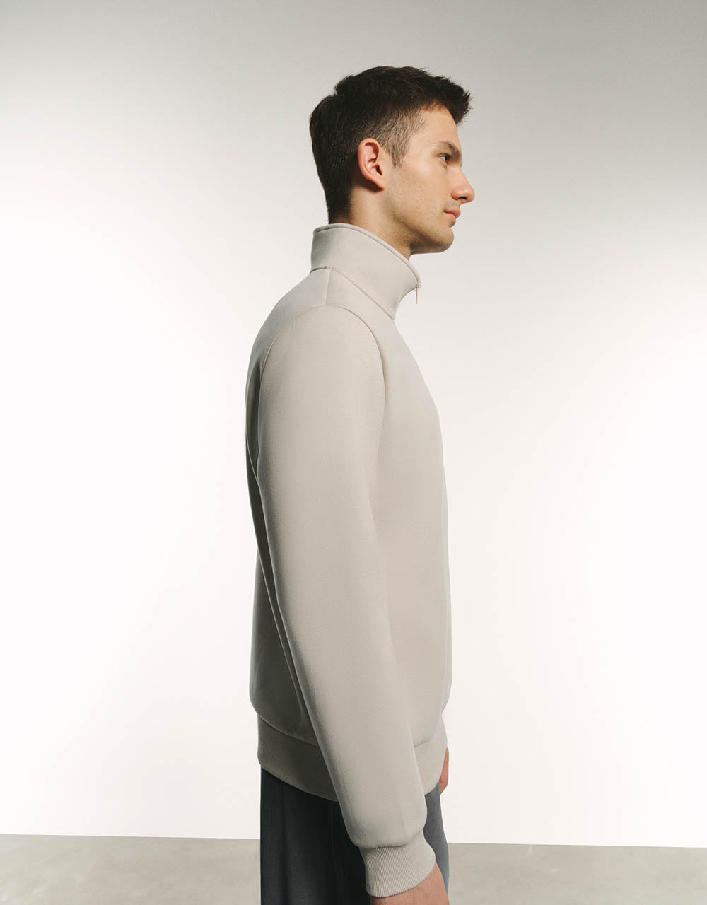 Zip Half Placket Stand Collar Sweatshirt