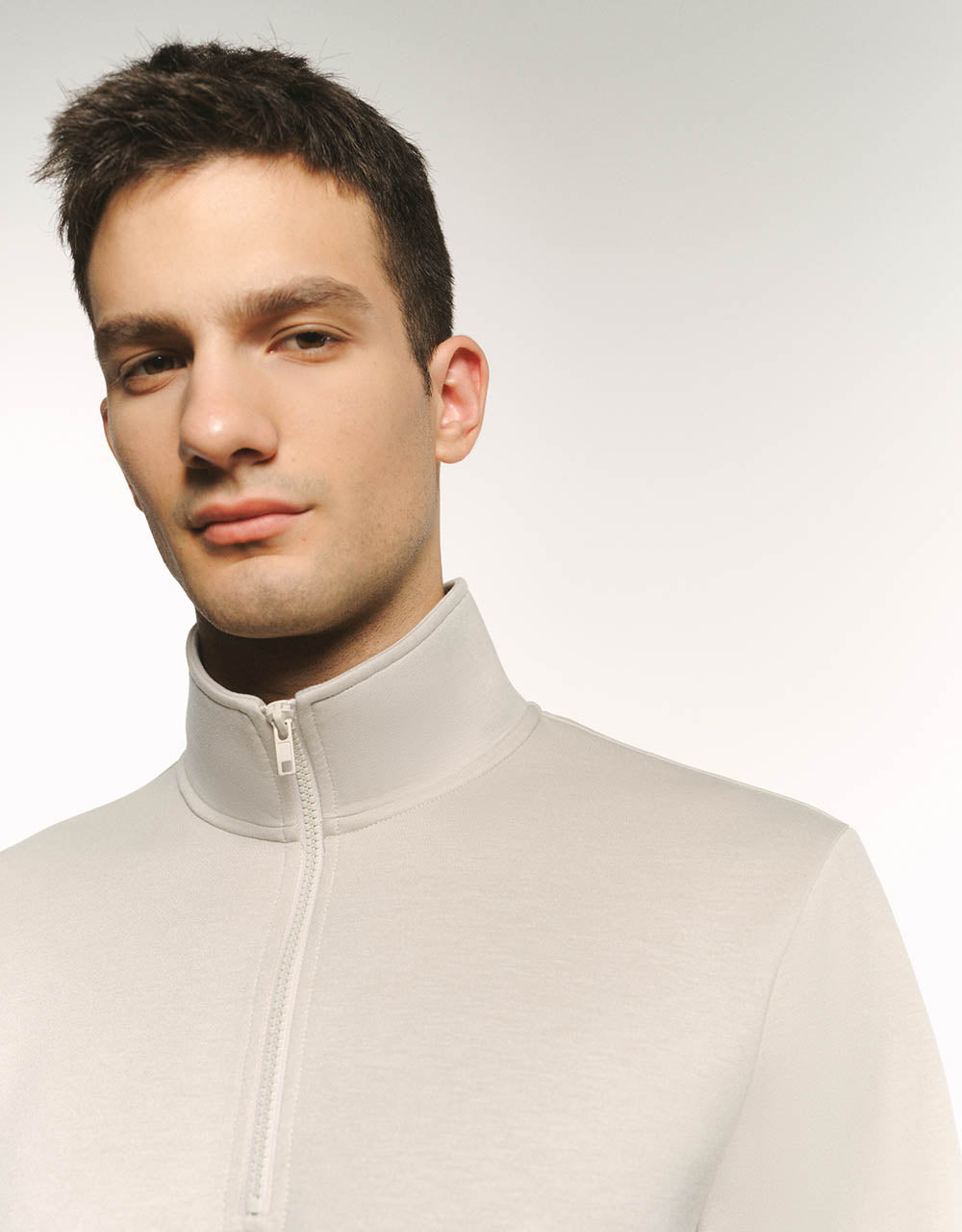 Zip Half Placket Stand Collar Sweatshirt