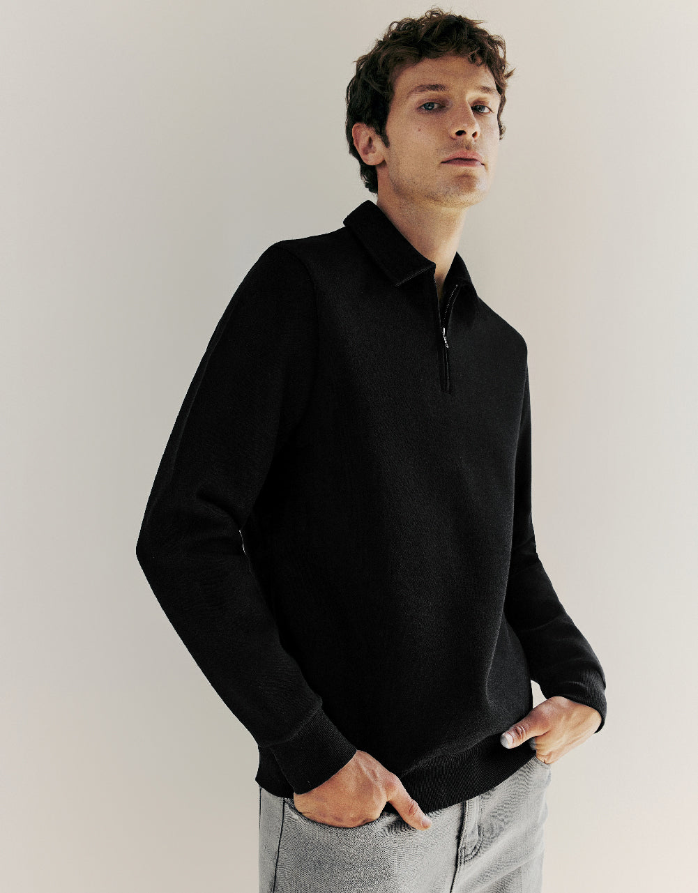 Zip Half Placket Polo Shirt