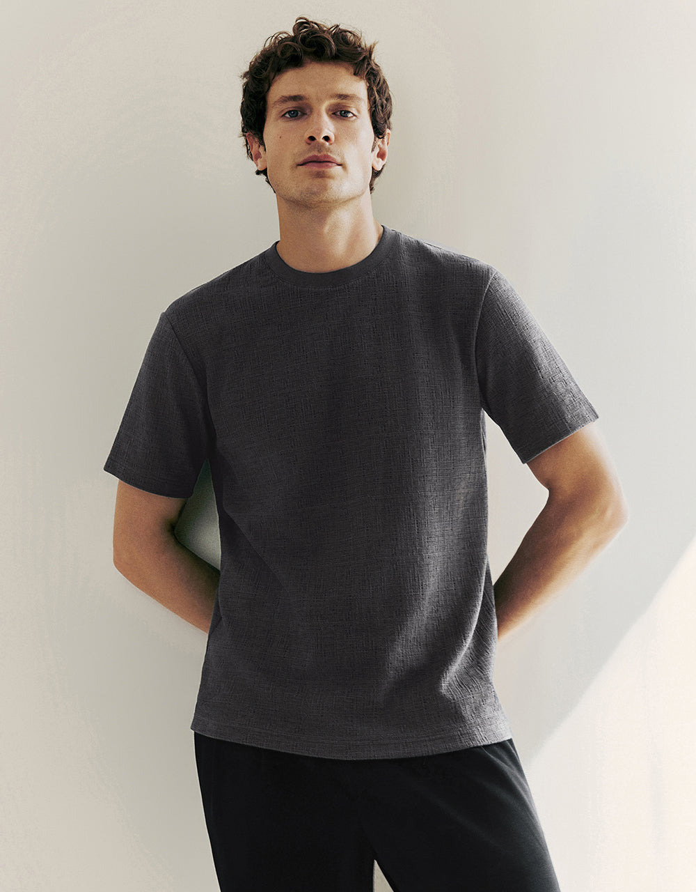 Textured Crew Neck Knitted T-Shirt