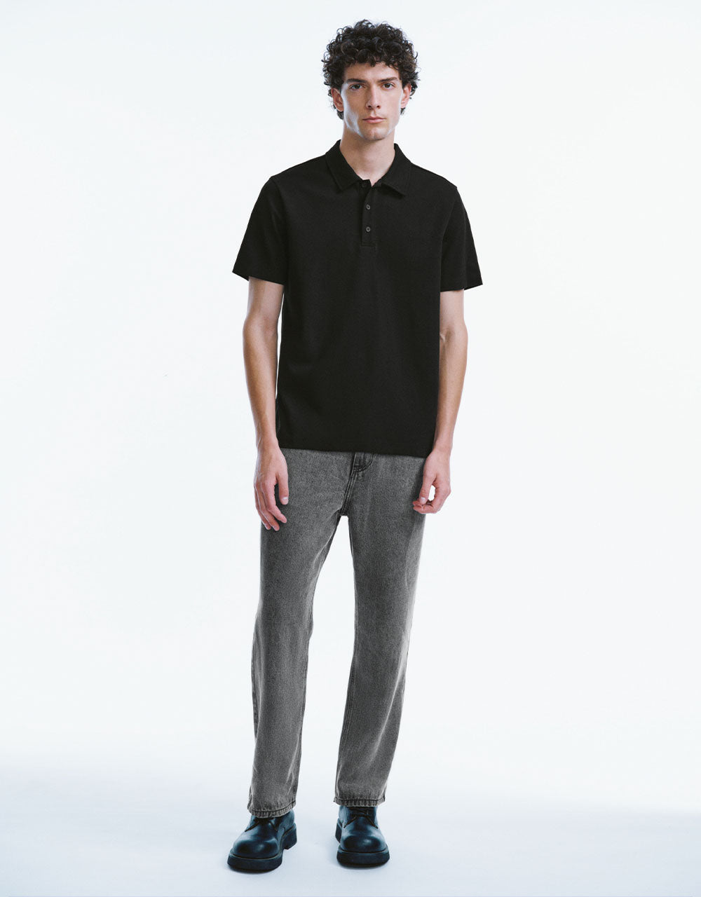 Button Half Placket Knitted A-Line T-Shirt