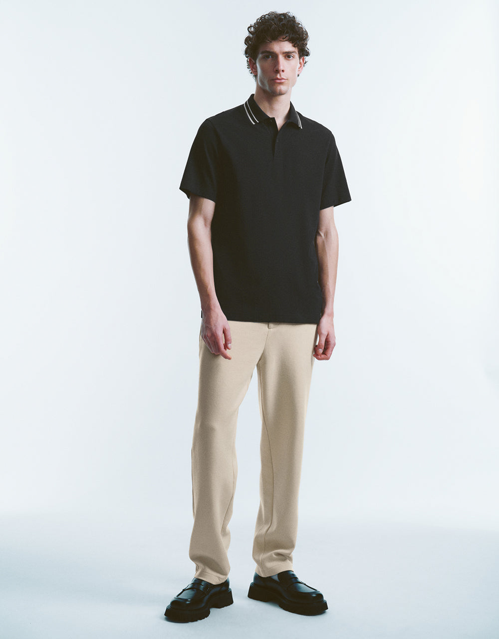 Button Half Placket Knitted Polo Shirt