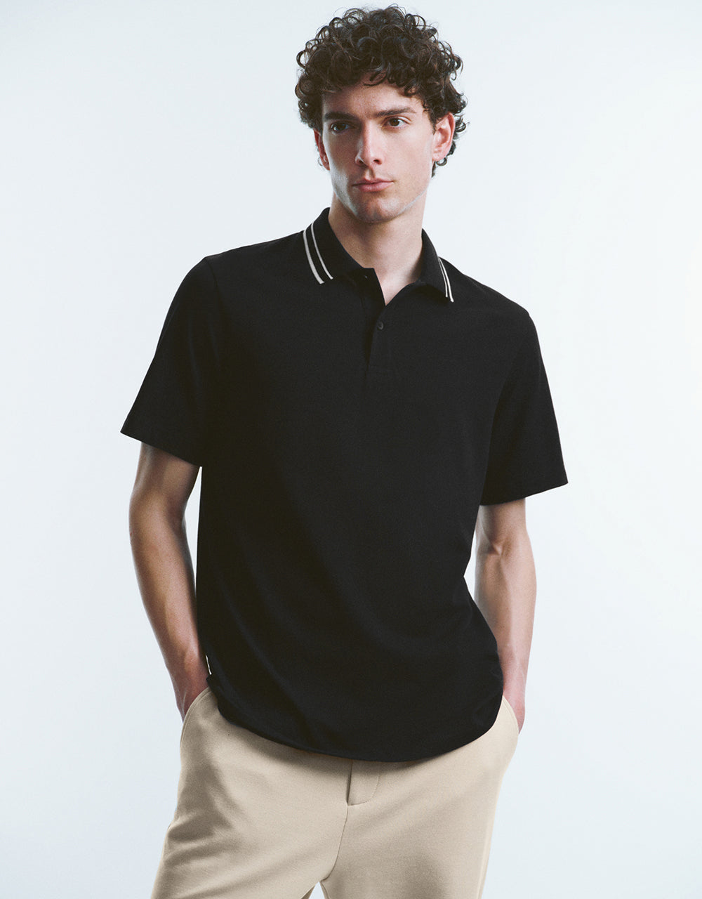 Button Half Placket Knitted Polo Shirt