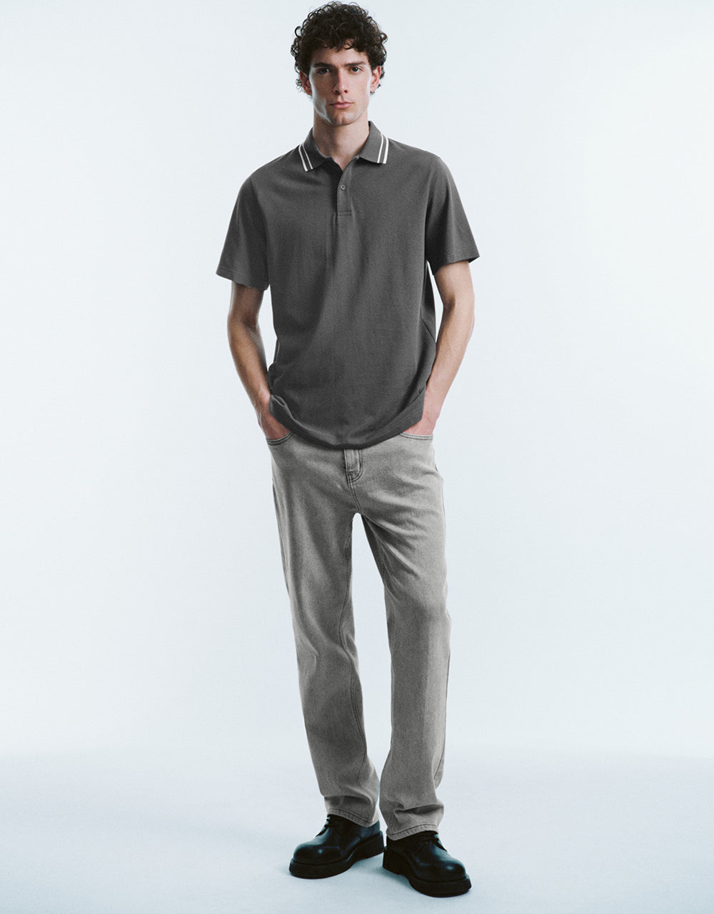 Button Half Placket Knitted Polo Shirt