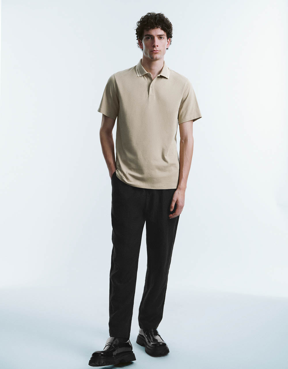 Button Half Placket Knitted Polo Shirt