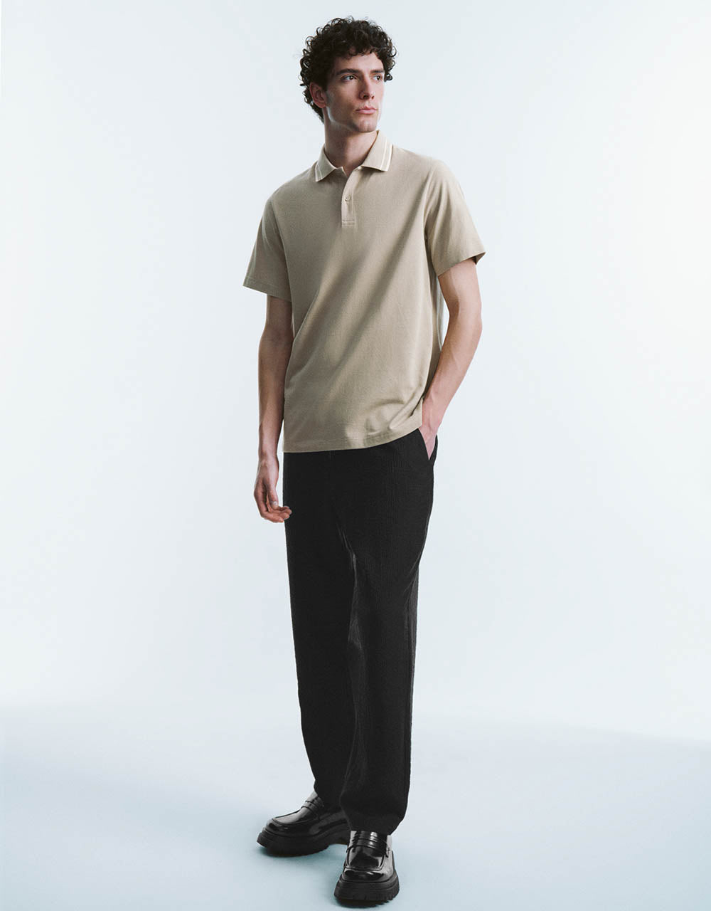 Button Half Placket Knitted Polo Shirt