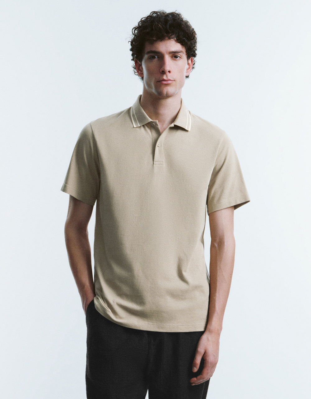 Button Half Placket Knitted Polo Shirt