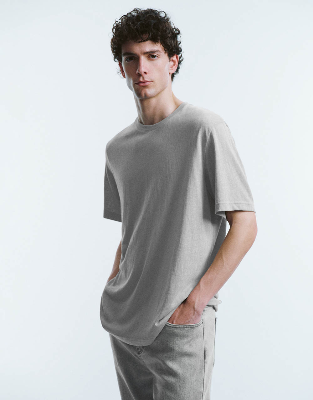 Button Half Placket Knitted T-Shirt