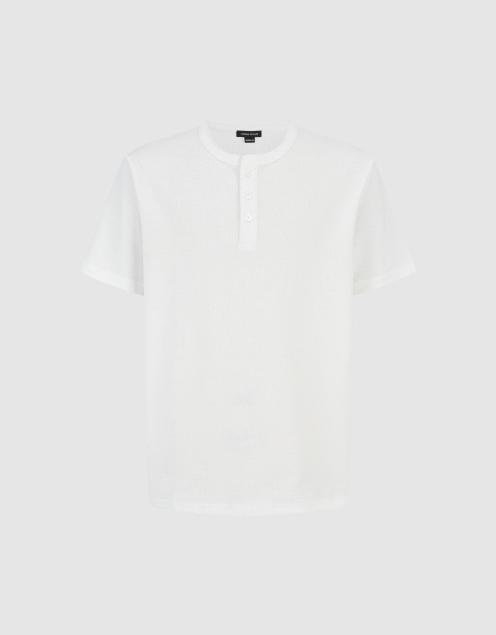 Button Half Placket Crew Neck Straight T-Shirt