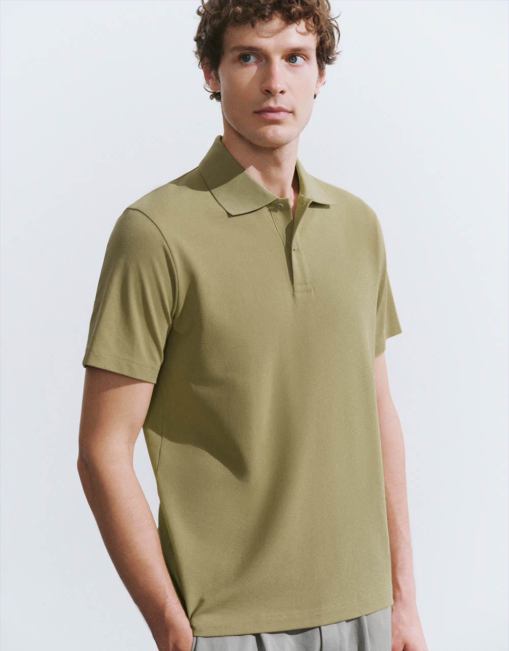 Button Half Placket Knitted Polo Shirt