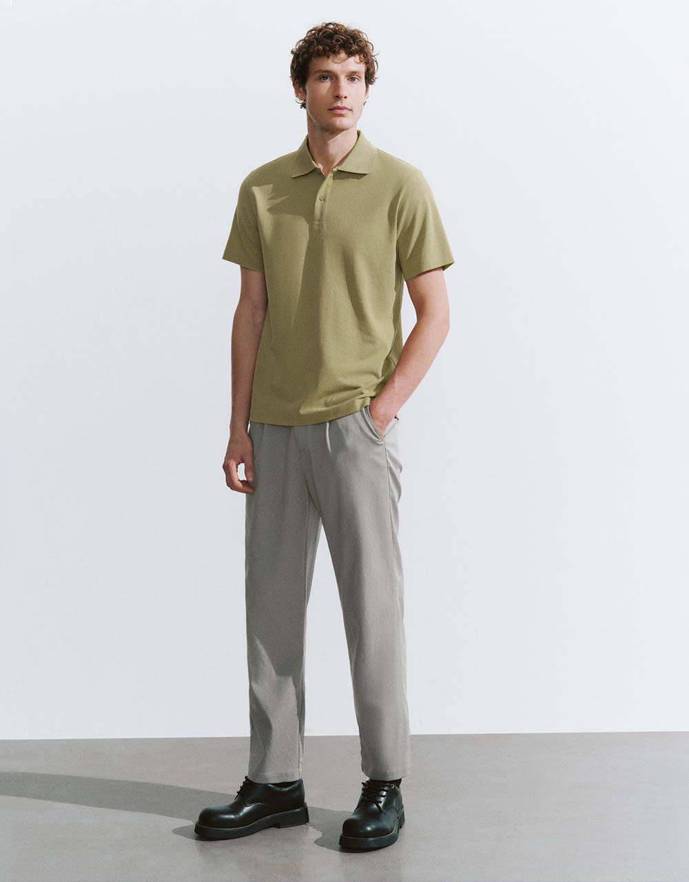 Button Half Placket Knitted Polo Shirt