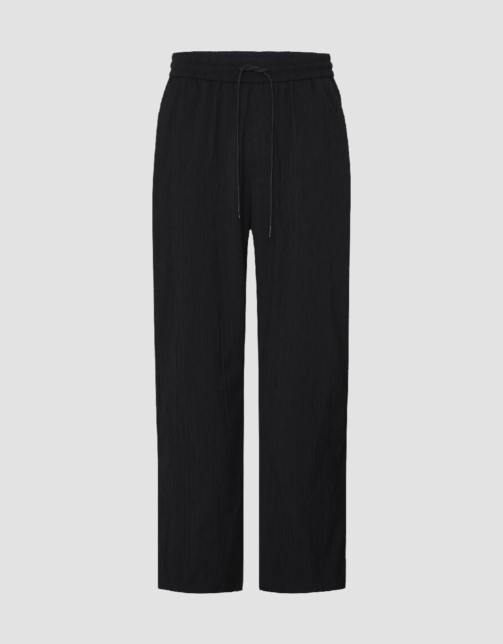 Textured Drawstring Waist Straight Pants