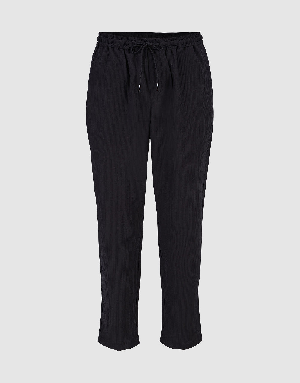 Drawstring Waist Textured Straight Pants