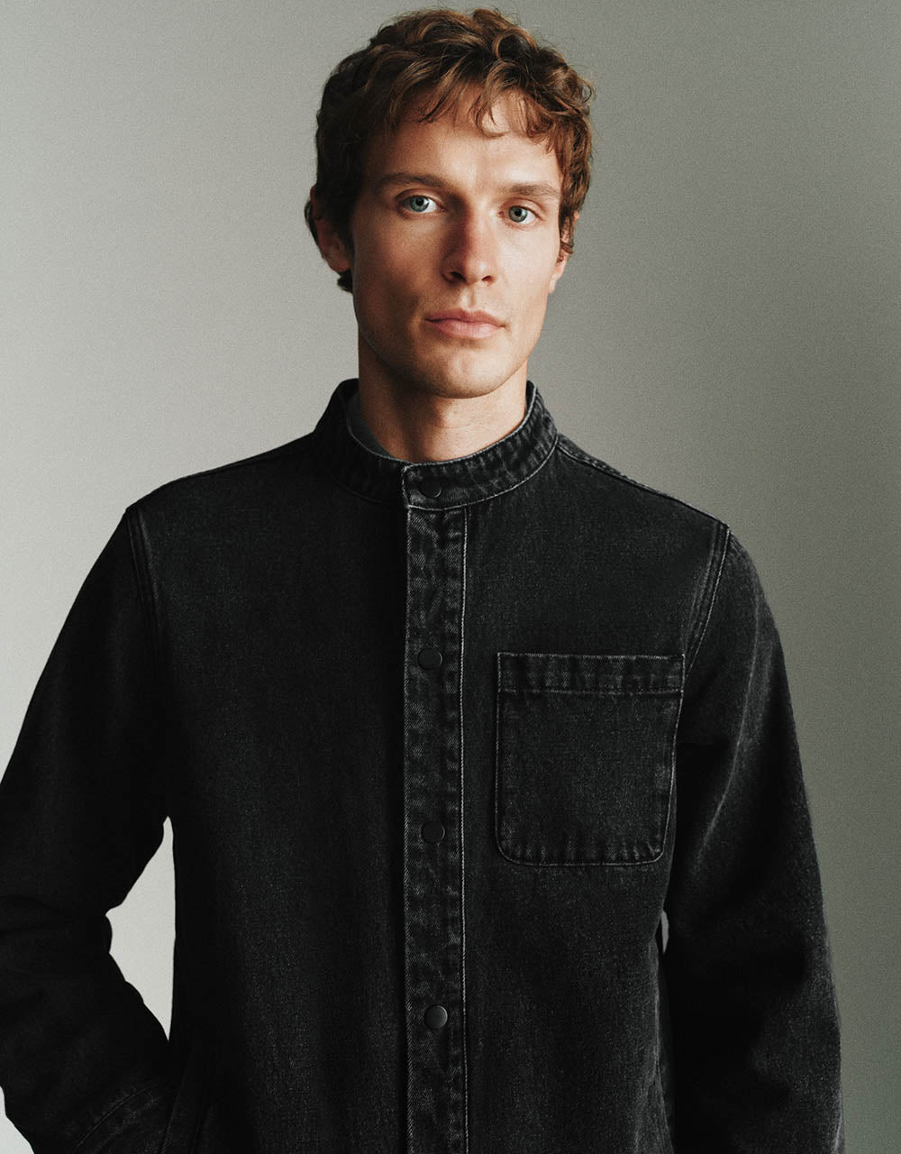 Standard Sleeve Stand Collar Denim Jacket