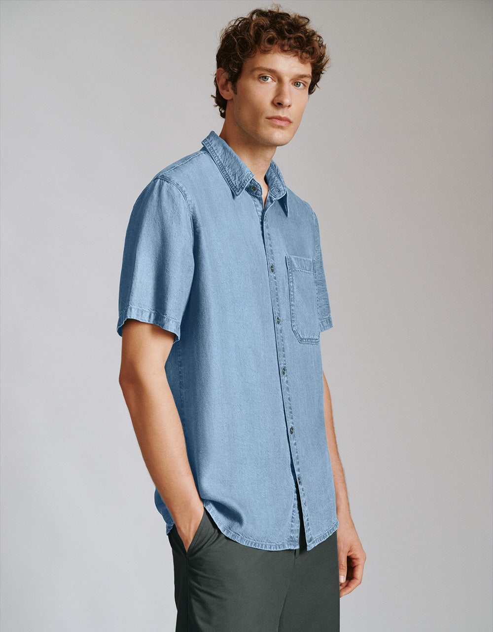 Button Up Loose Denim Shirt