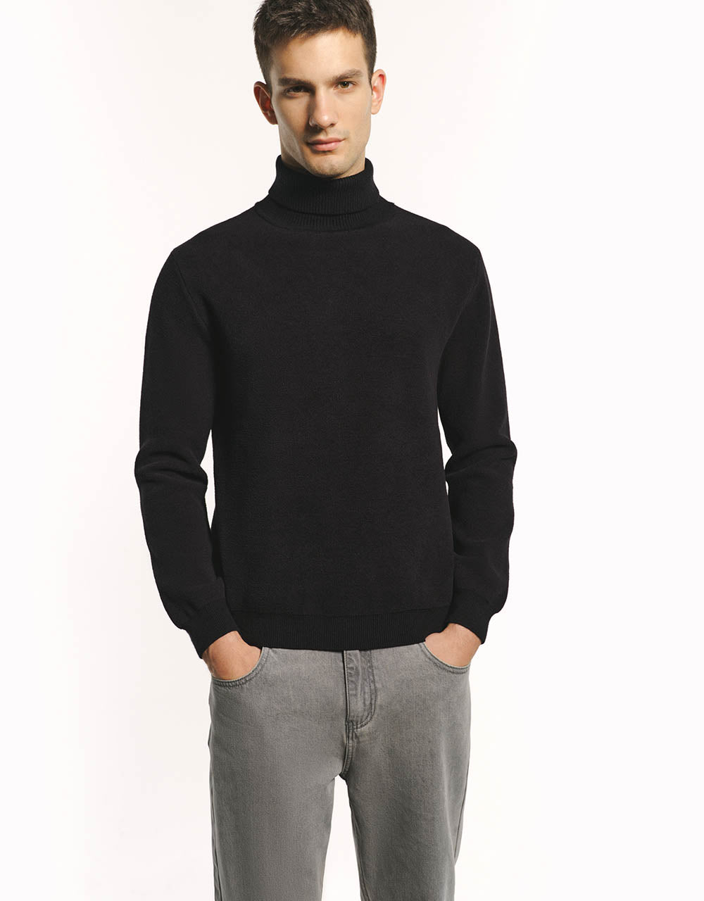 Stand Collar Knitted T-Shirt