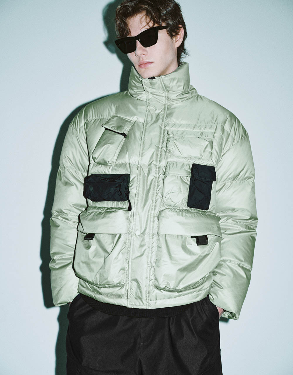 Multi-Pocket Stand Collar Puffer Jacket