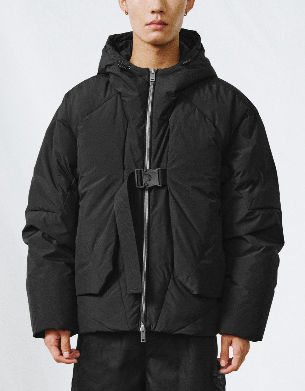 Zipper Front Hooded Down Jacket