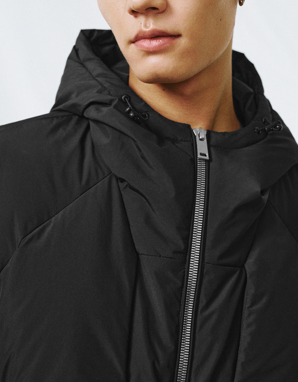 Zipper Front Hooded Down Jacket