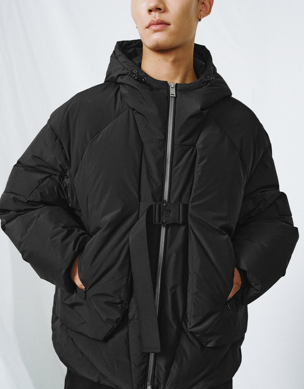 Zipper Front Hooded Down Jacket