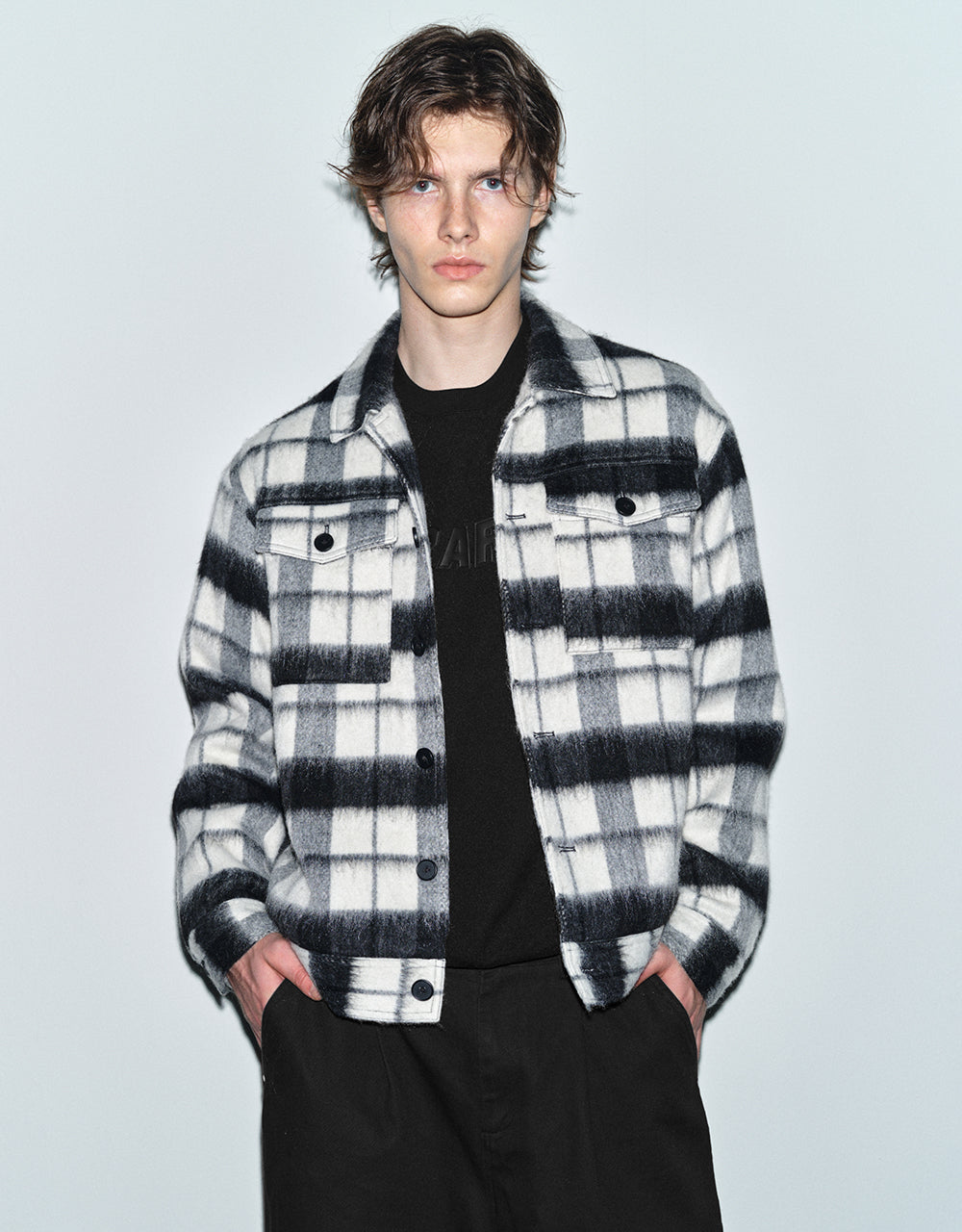 Plaid Woolen Straight Jacket