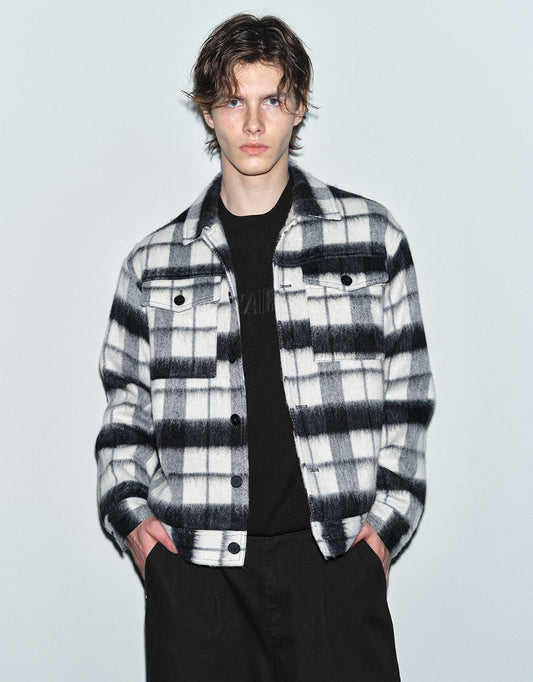 Plaid Woolen Straight Jacket