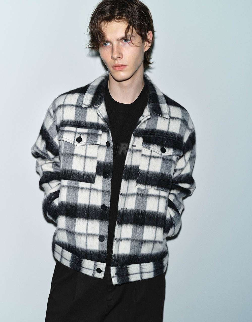 Plaid Woolen Straight Jacket