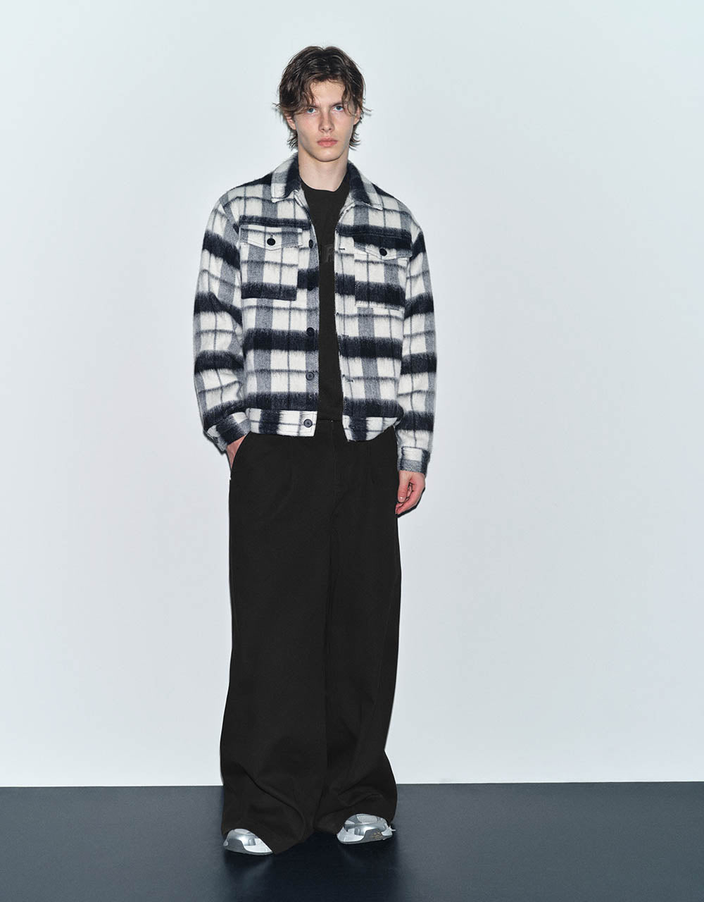 Plaid Woolen Straight Jacket