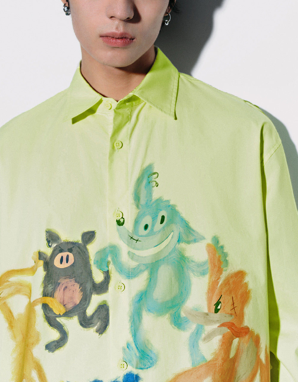 Cartoon Printed Oversized Shirt