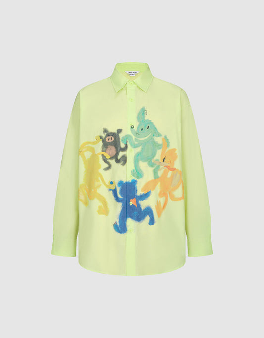 Cartoon Printed Oversized Shirt