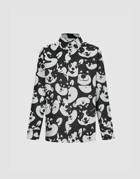 Dog Printed Oversized Shirt