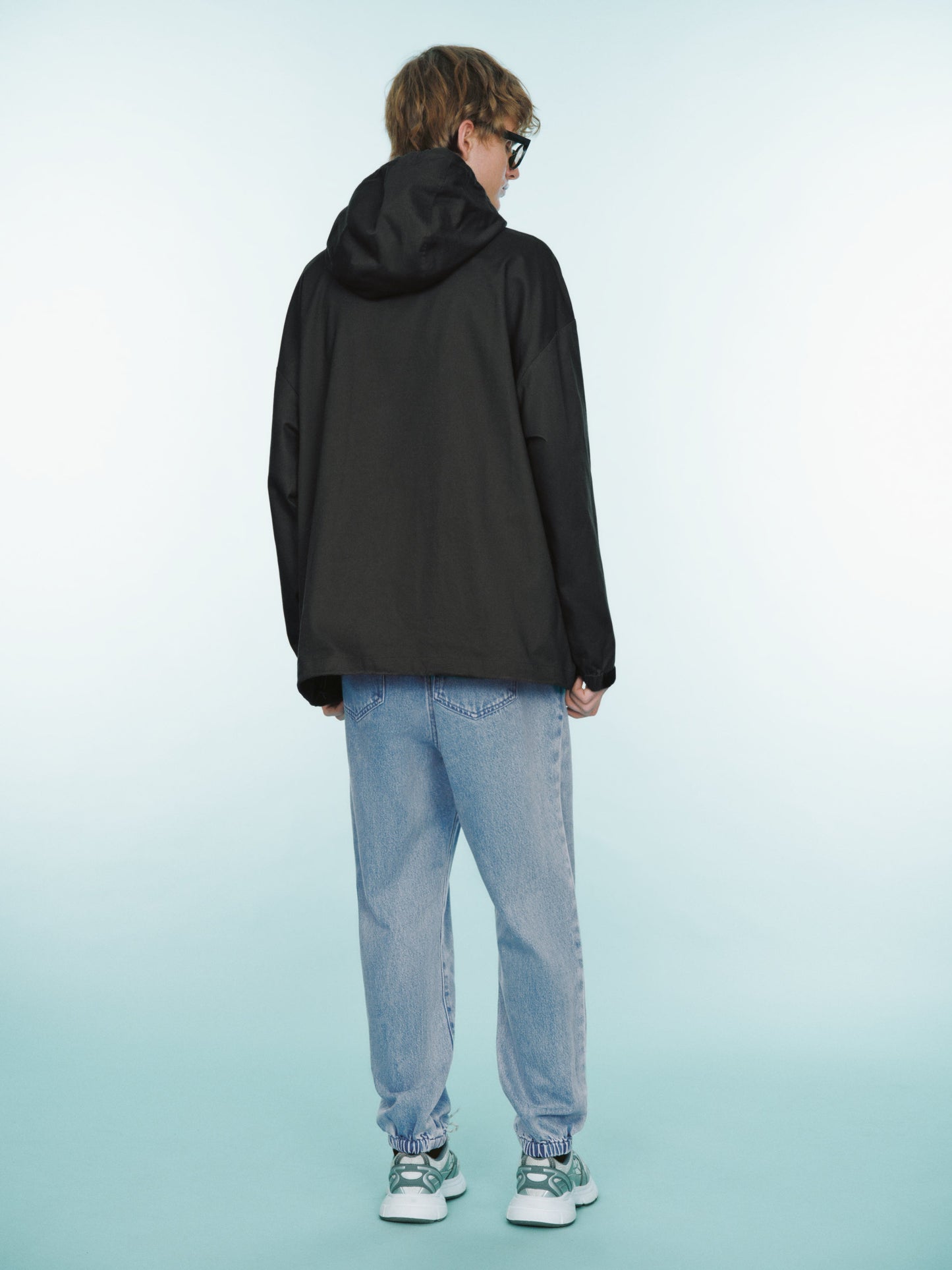 Letter Embossed Oversized Hooded Overhead Shirt