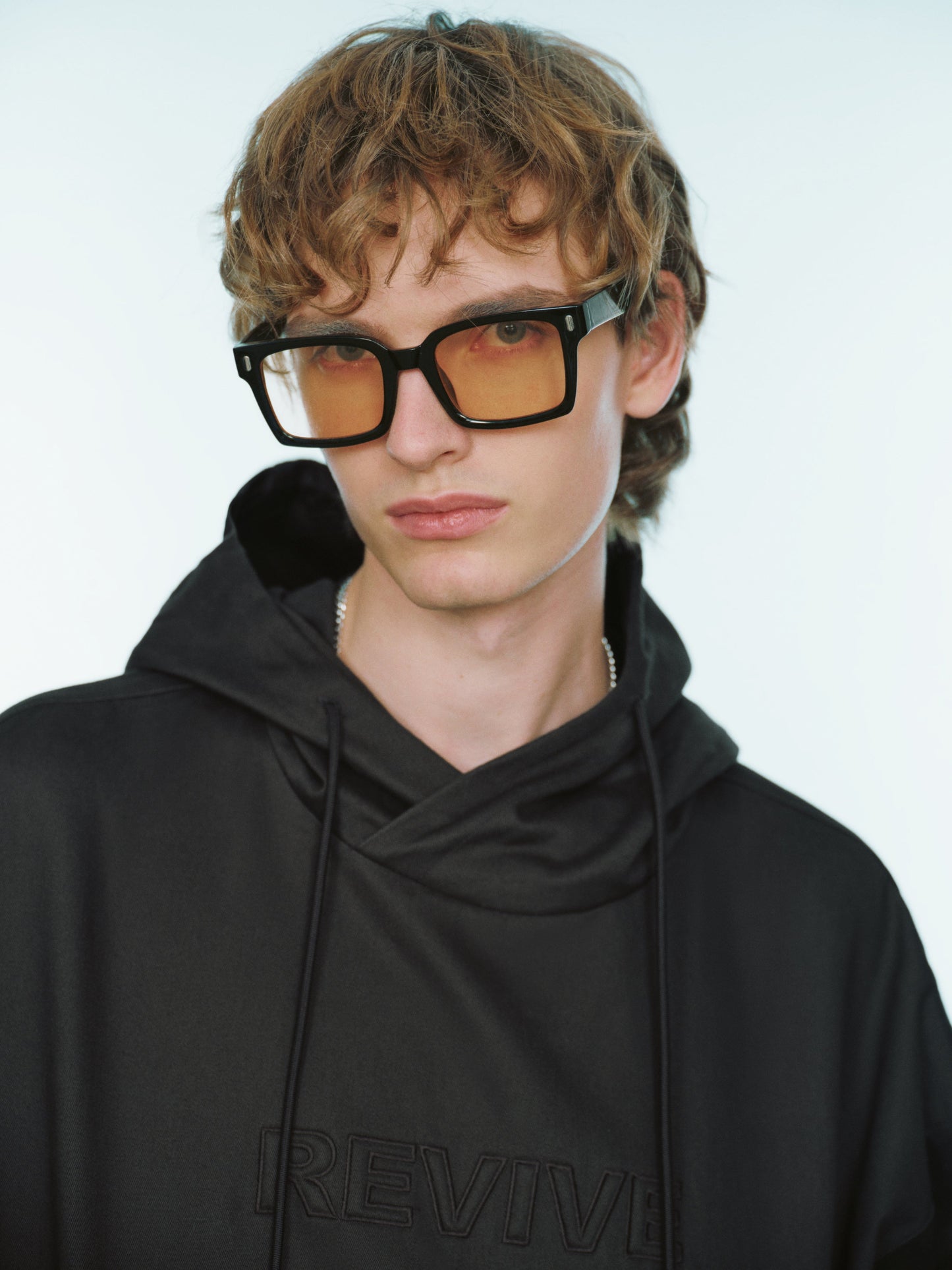 Letter Embossed Oversized Hooded Overhead Shirt