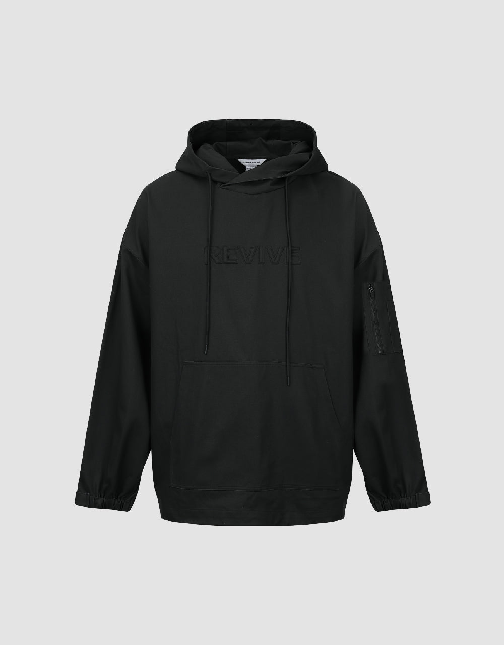 Letter Embossed Oversized Hooded Overhead Shirt