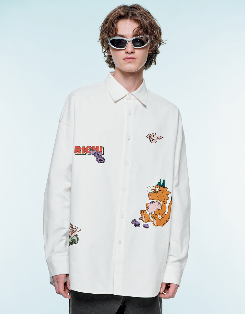 Cartoon Printed Oversized Shirt