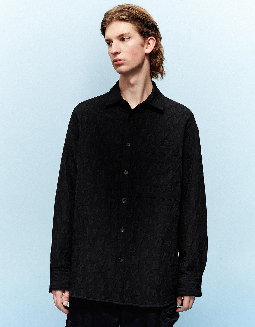 Button Up Textured Loose Shirt