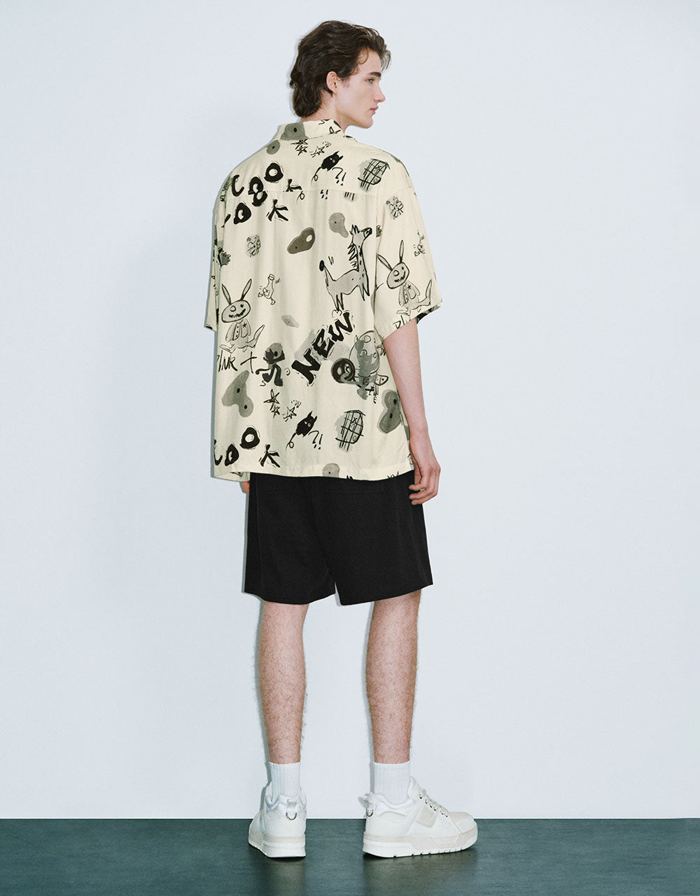 Cartoon Printed Oversized Shirt