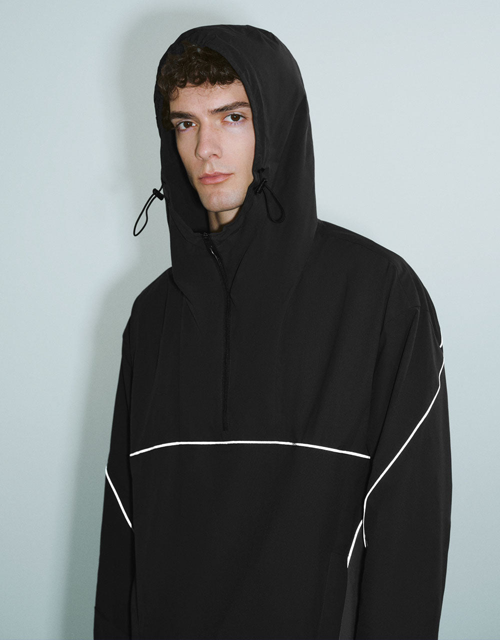 Zip Half Placket Hooded Overhead Shirt