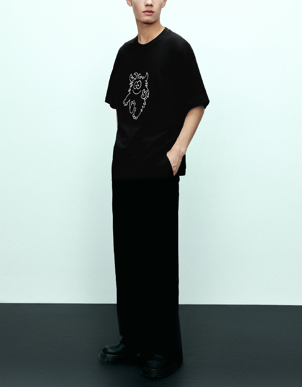 Monster Printed Crew Neck T-Shirt