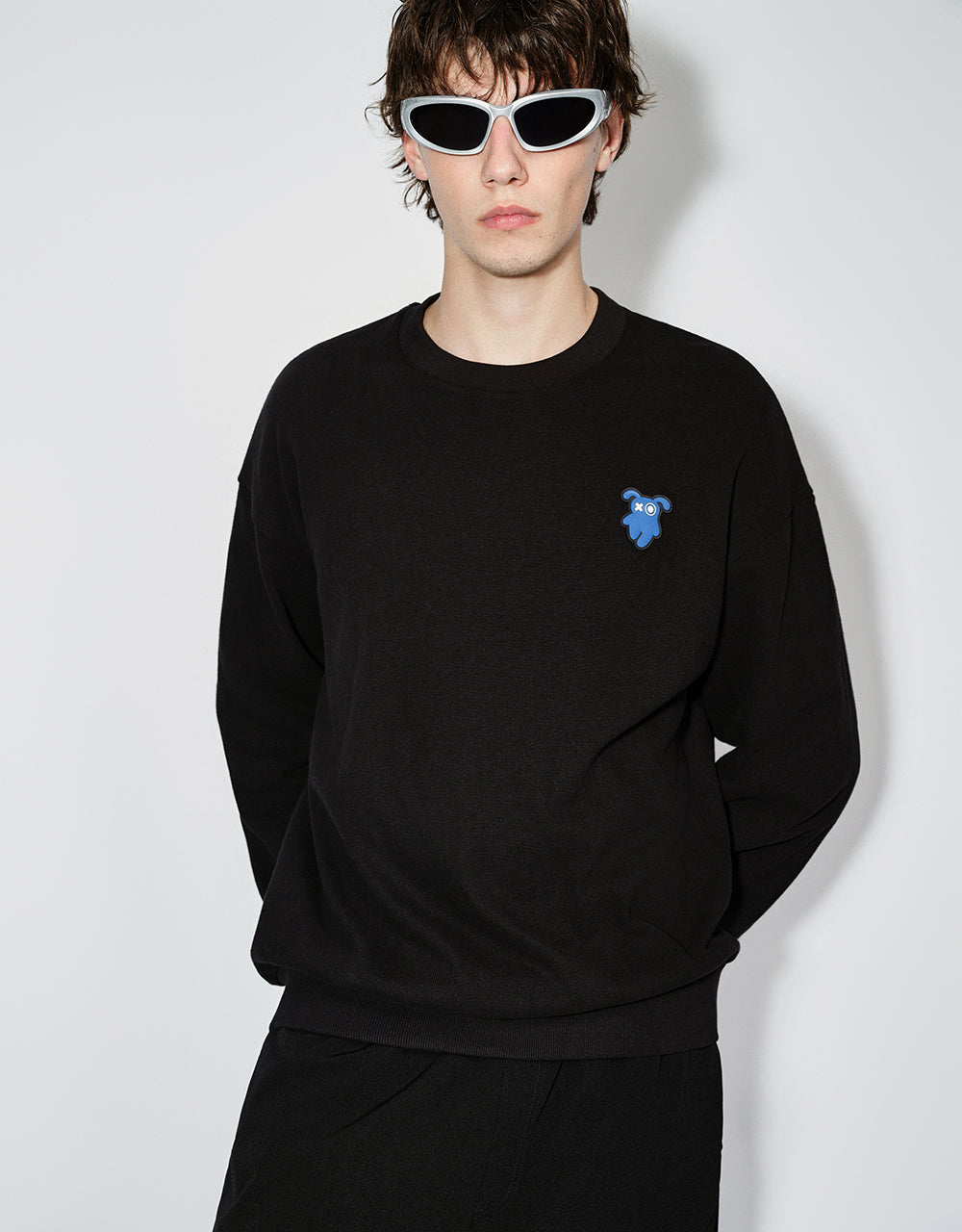 Cartoon Embossed Crew Neck Sweatshirt