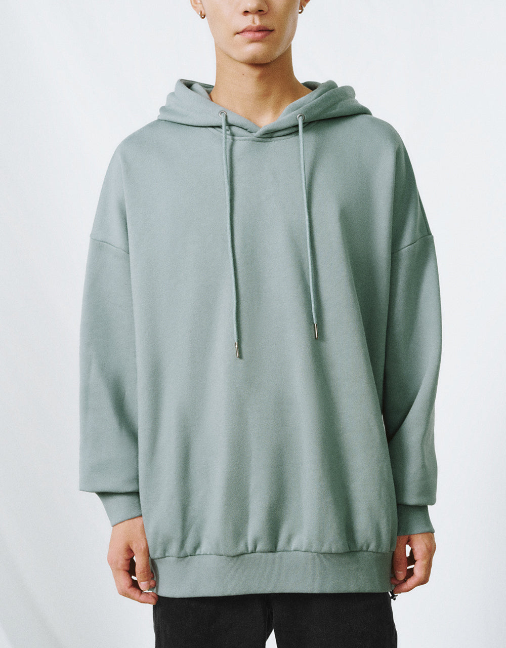 Drop Shoulder Sleeve Hooded Sweatshirt