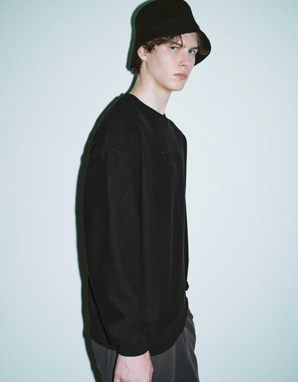 Letter Embossed Crew Neck Sweatshirt