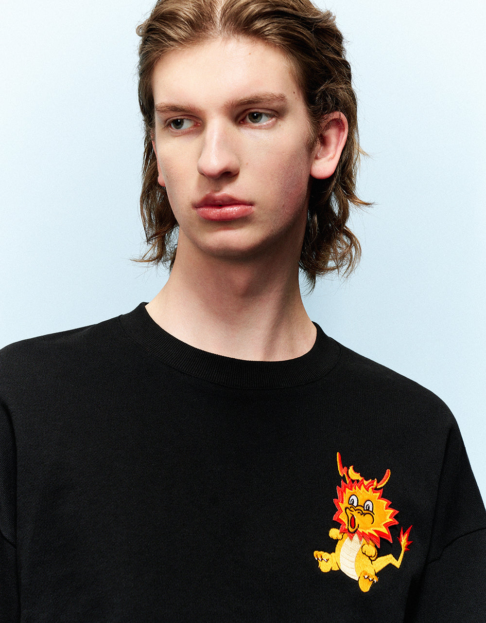 Dragon Embossed Crew Neck Sweatshirt