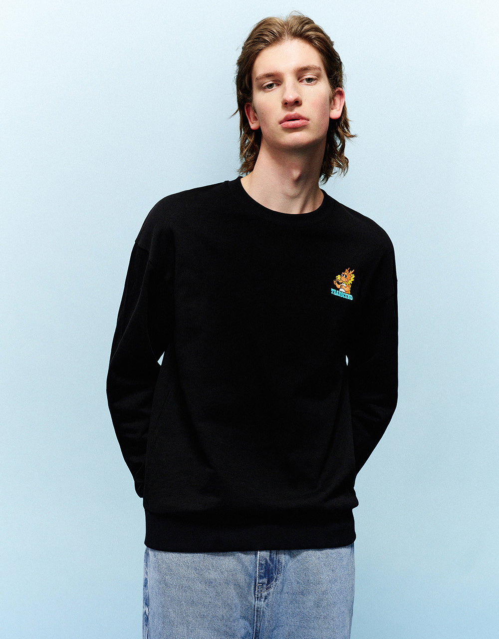 Dragon Embossed Crew Neck Sweatshirt