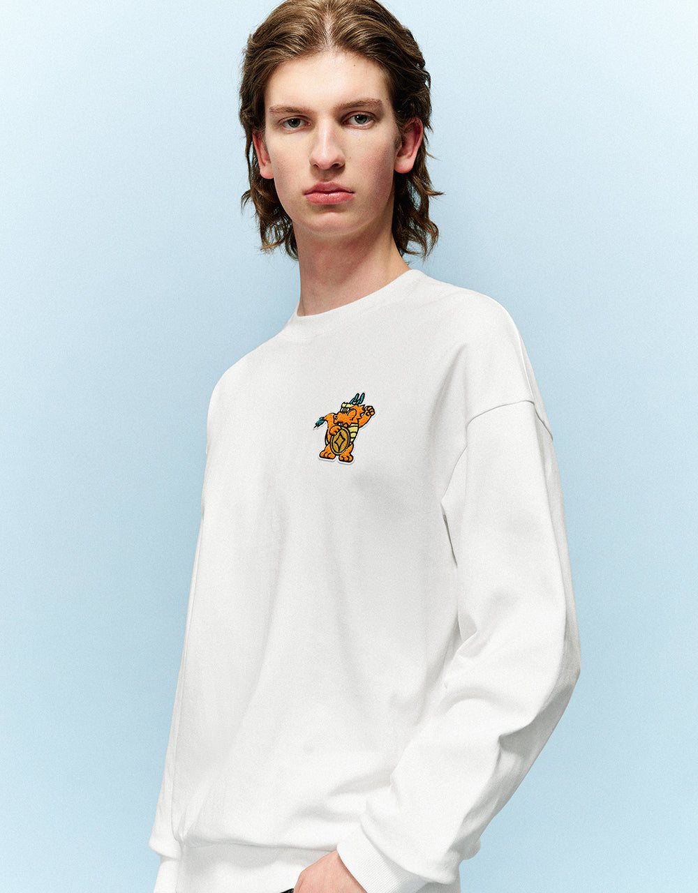 Cartoon Embossed Crew Neck T-Shirt