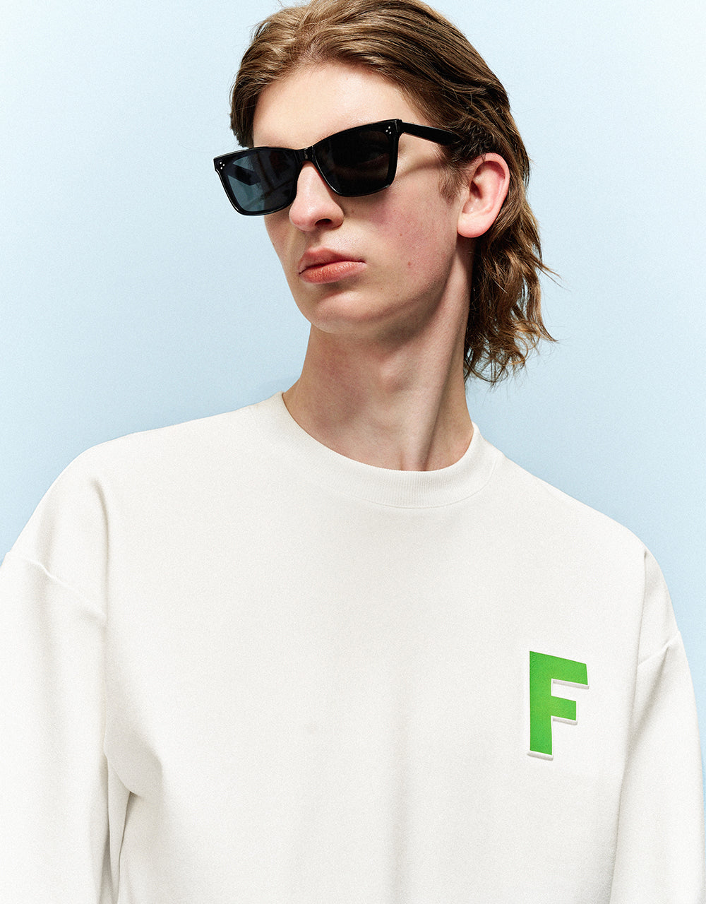 Letter Embossed Crew Neck Sweatshirt