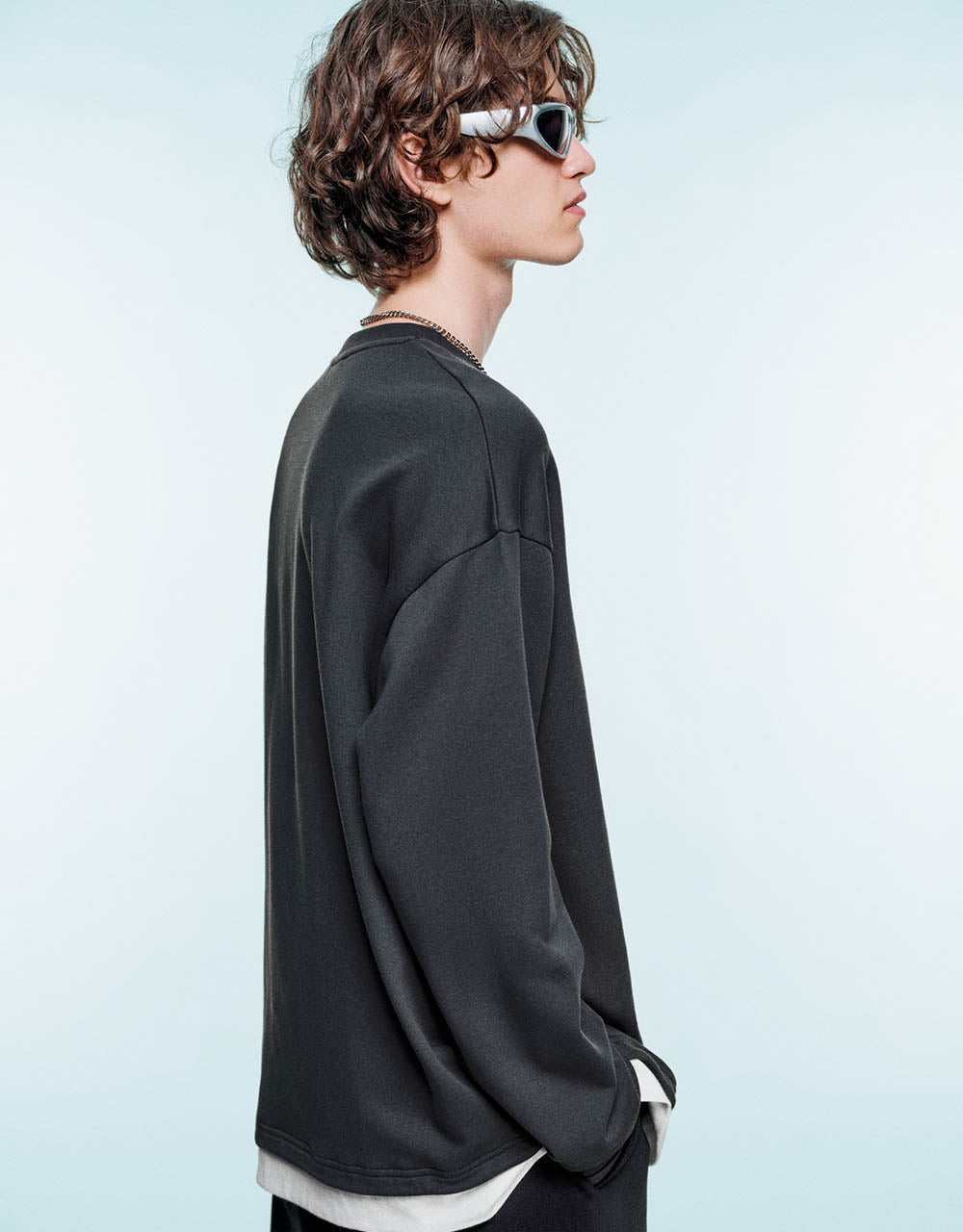 Drop Shoulder Sleeve Crew Neck Sweatshirt