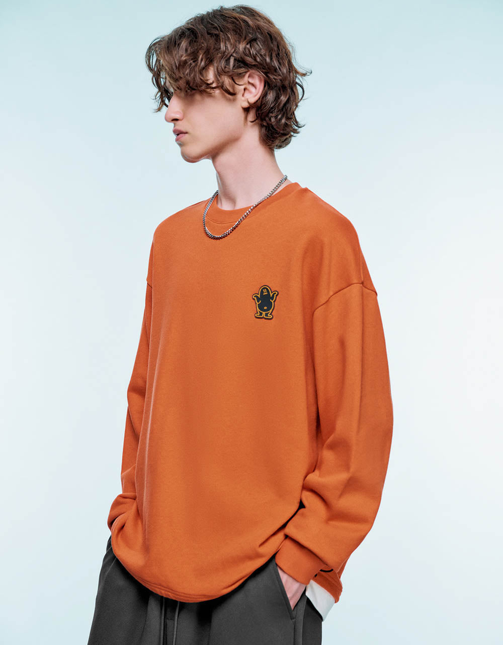 Drop Shoulder Sleeve Crew Neck Sweatshirt