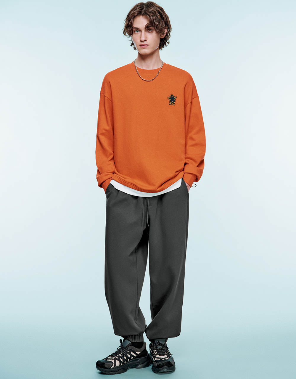 Drop Shoulder Sleeve Crew Neck Sweatshirt